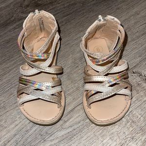 Gold tones and glitter gladiator sandals zip back Cat & jack